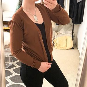 American knit brown cardigan-s